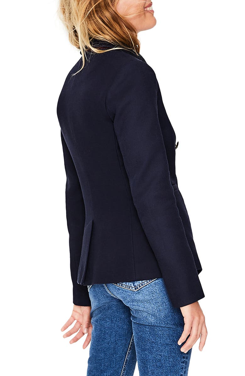 Boden Longeline Twill Double Breasted Blazer, Alternate, color, 