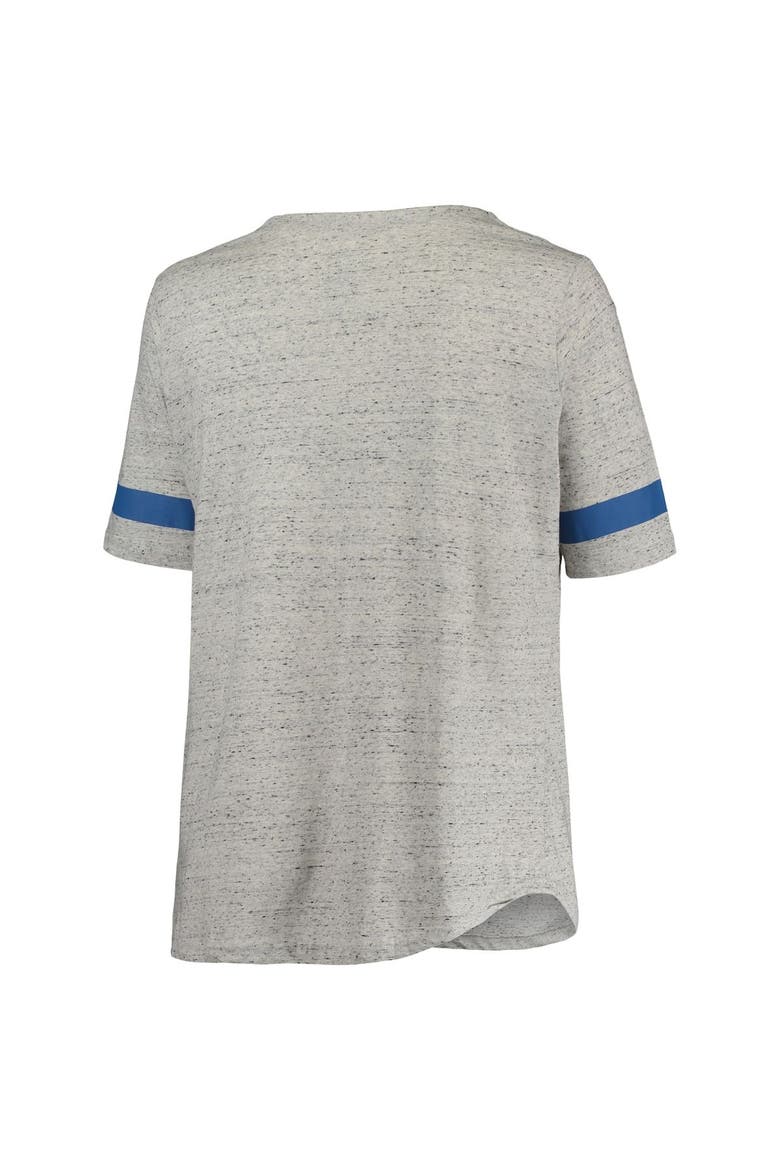 Women's Heathered Gray/Royal Kentucky Wildcats Plus Size Lace-Up V-Neck T-Shirt, Alternate, color, Heather Gray