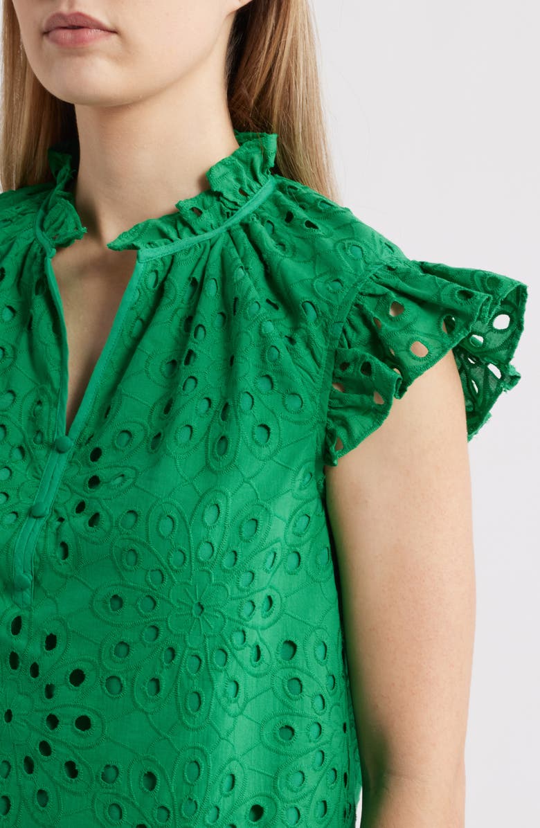 Anne Klein Eyelet Ruffle Top, Alternate, color, 