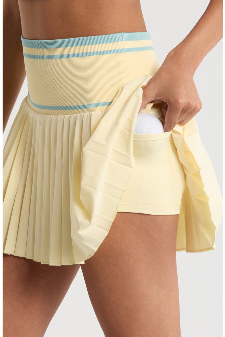 Mixed Media Pleated Sport Skirt, Alternate, color, YELLOW FLAN