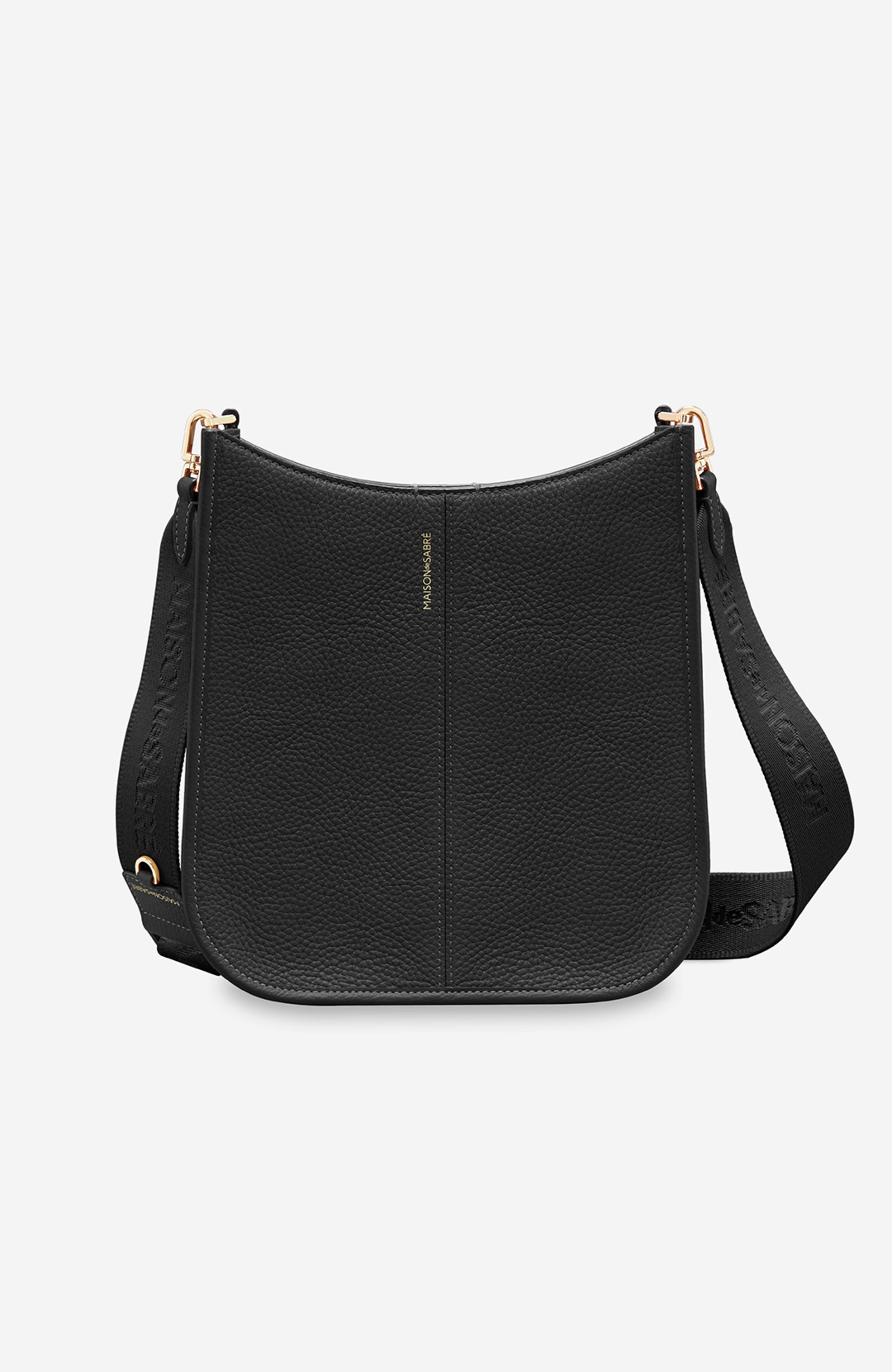 MAISON de SABRÉ Leather Saddle Bag, Main, color, Black Caviar