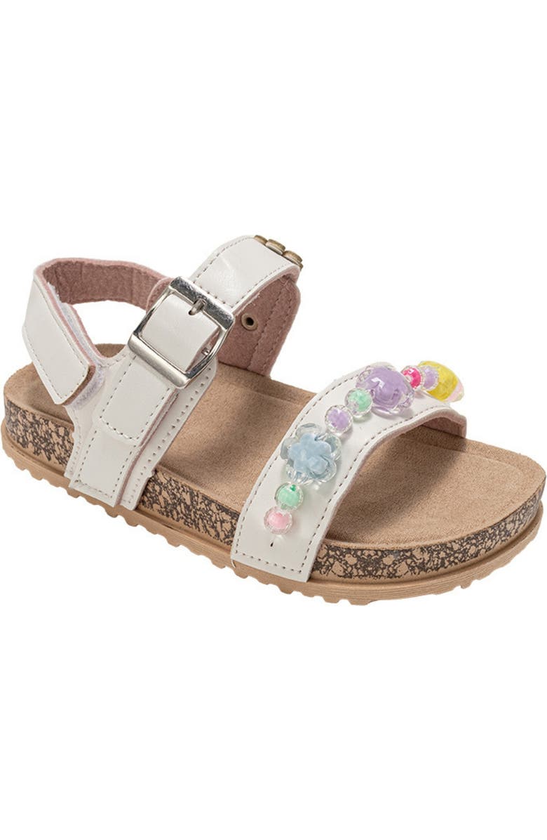 bebe Beaded Daisy Sandal, Main, color, White