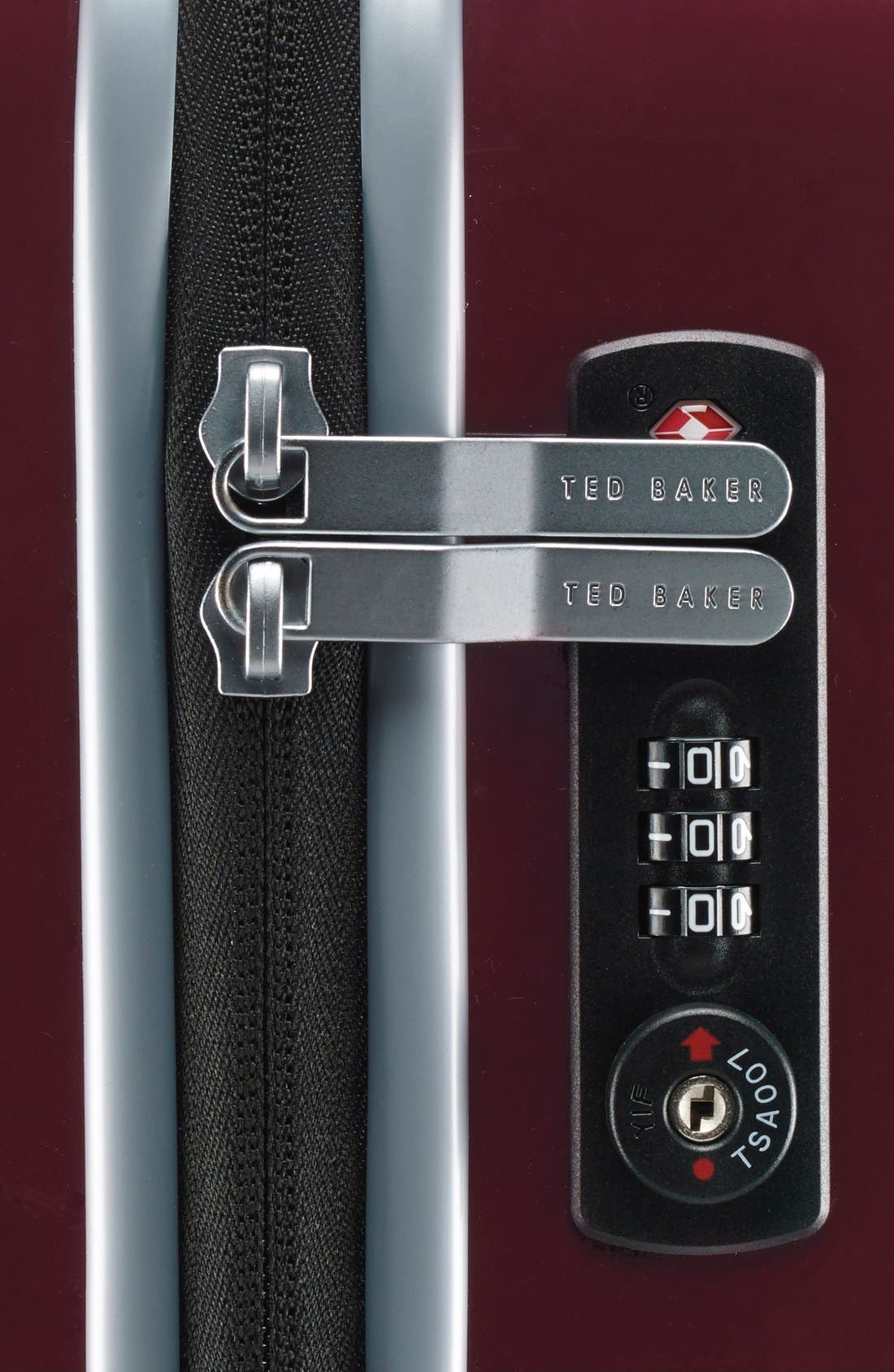 Ted Baker London 'Large Burgundy' Four Wheel Suitcase, Alternate, color, 