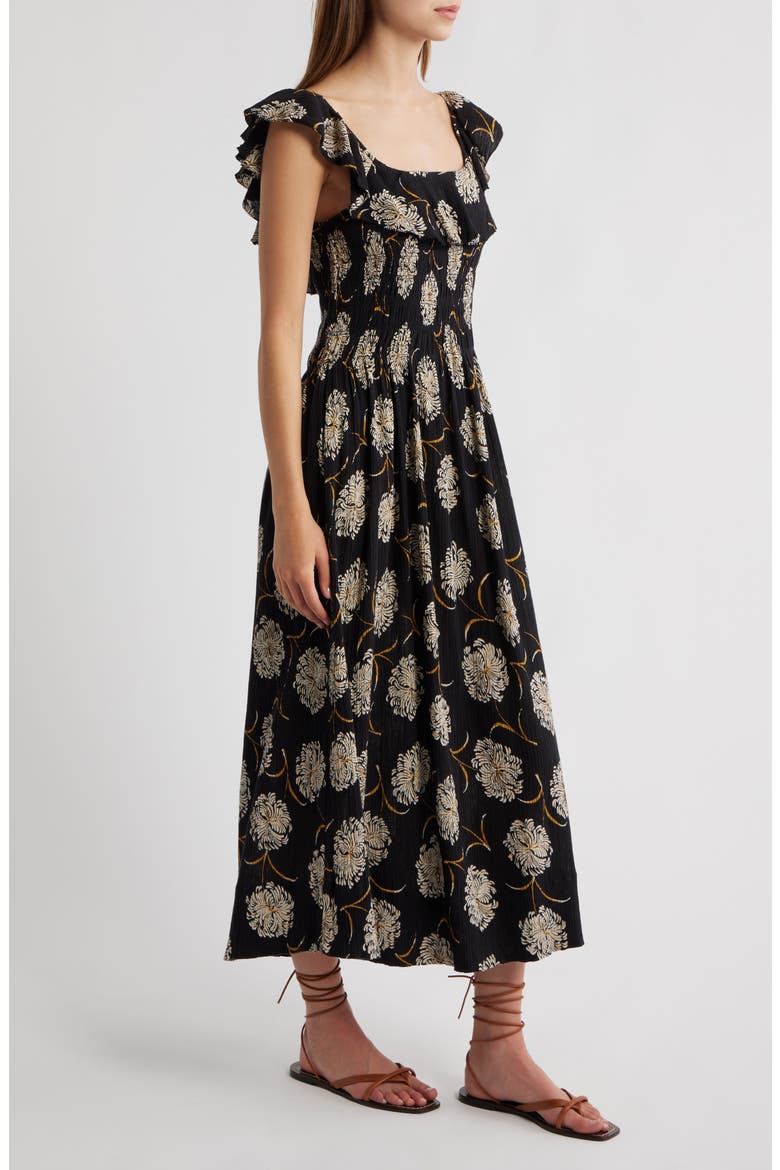 The Havana Print Maxi Dress, Alternate, color, BLACK DANCING FLORAL