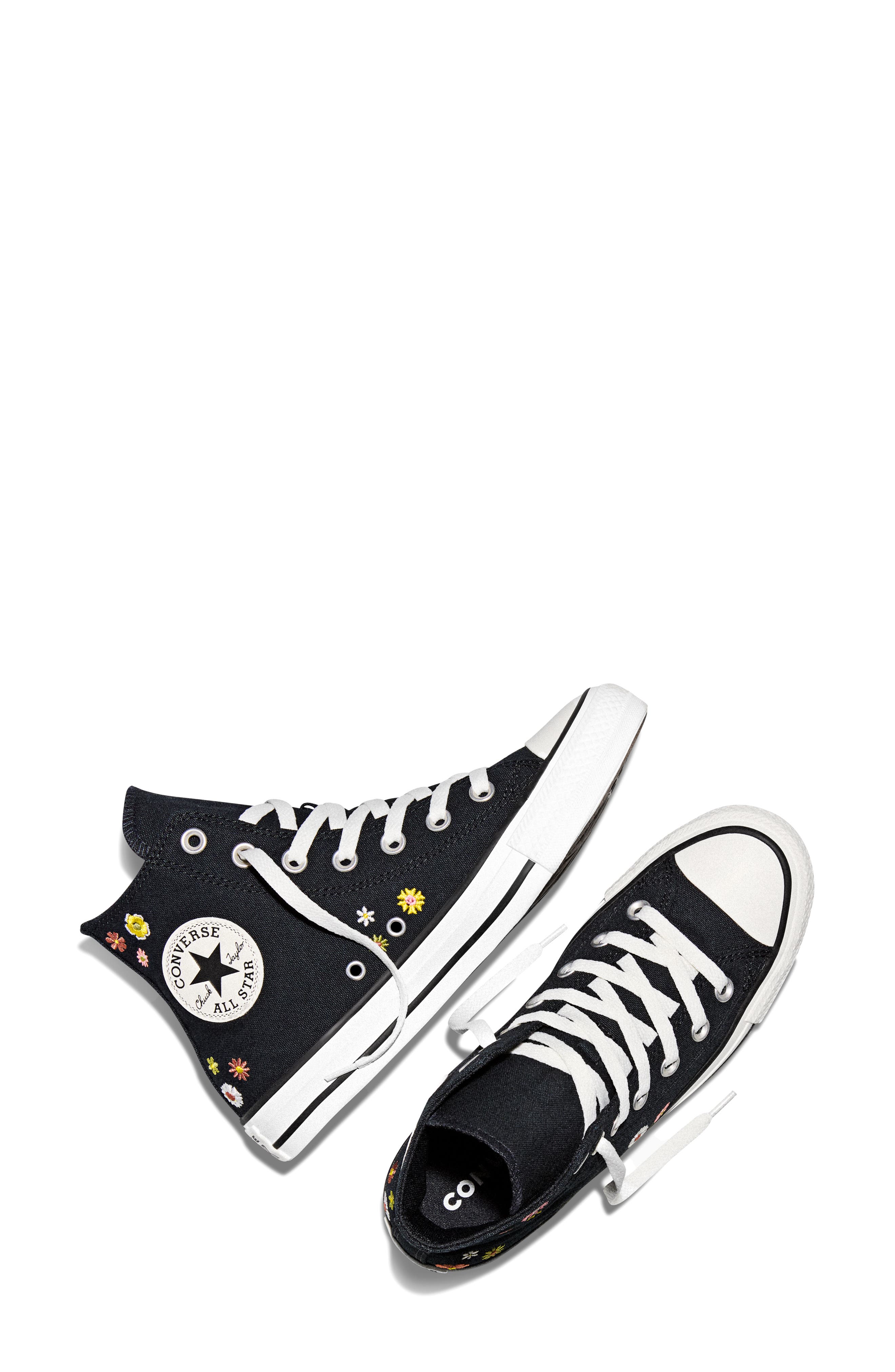 Converse Gender Inclusive Chuck Taylor All Star Floral Embroidered Canvas High Top Sneaker, Alternate, color, Black/ Bright Outlook