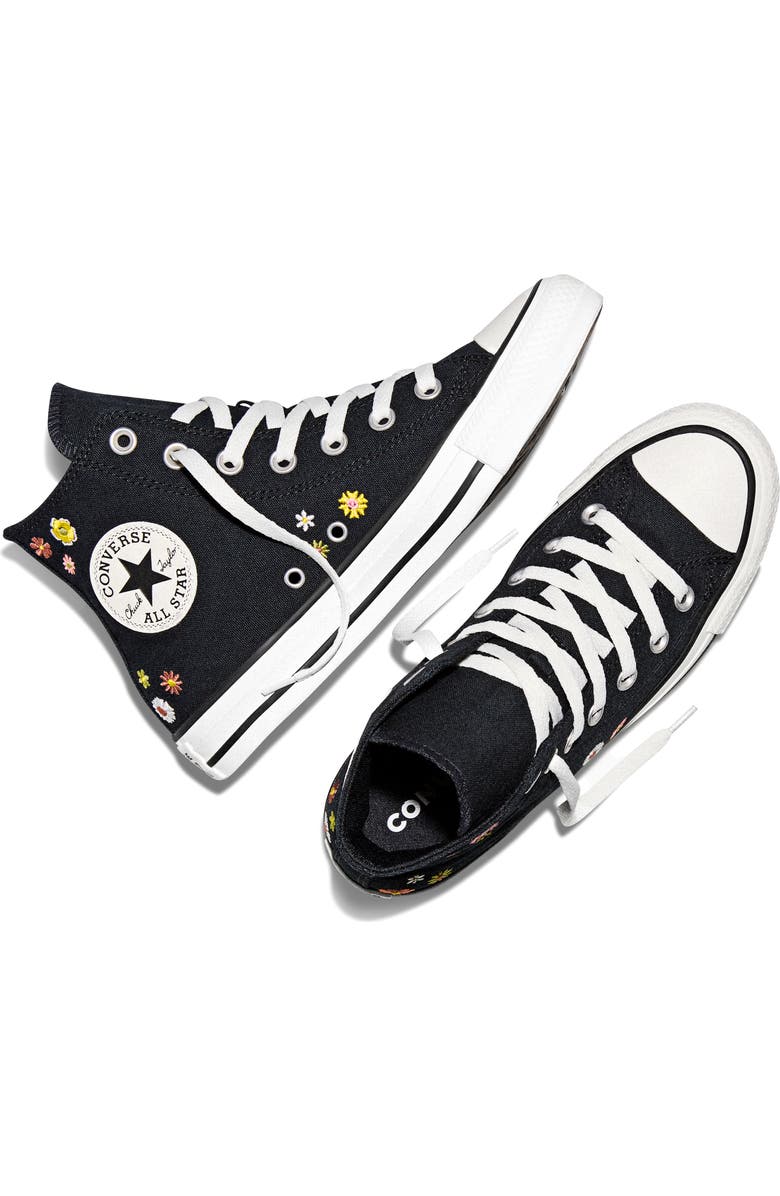 Converse Gender Inclusive Chuck Taylor All Star Floral Embroidered Canvas High Top Sneaker, Alternate, color, Black/ Bright Outlook