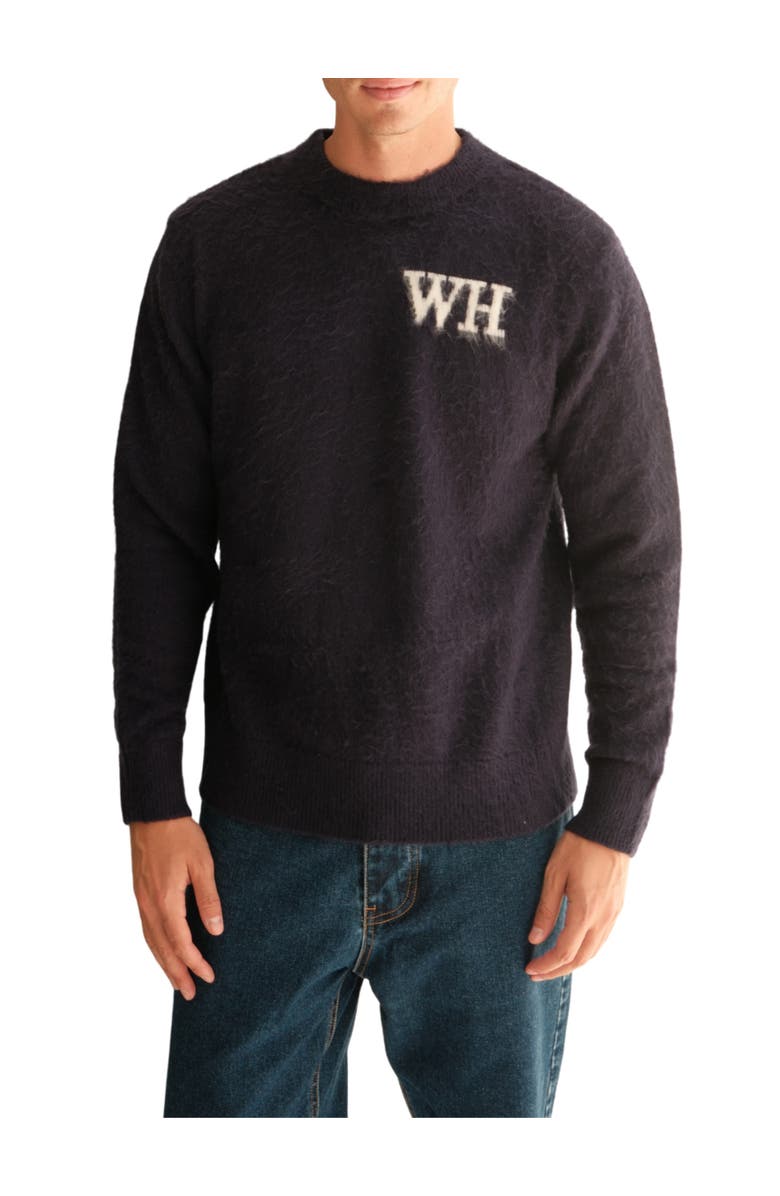 Walker & Hunt Crew Neck Logo Sweater, Main, color, Black