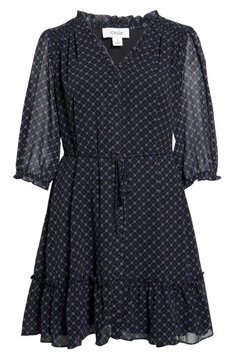 Ruffled V-Neck Mini Dress