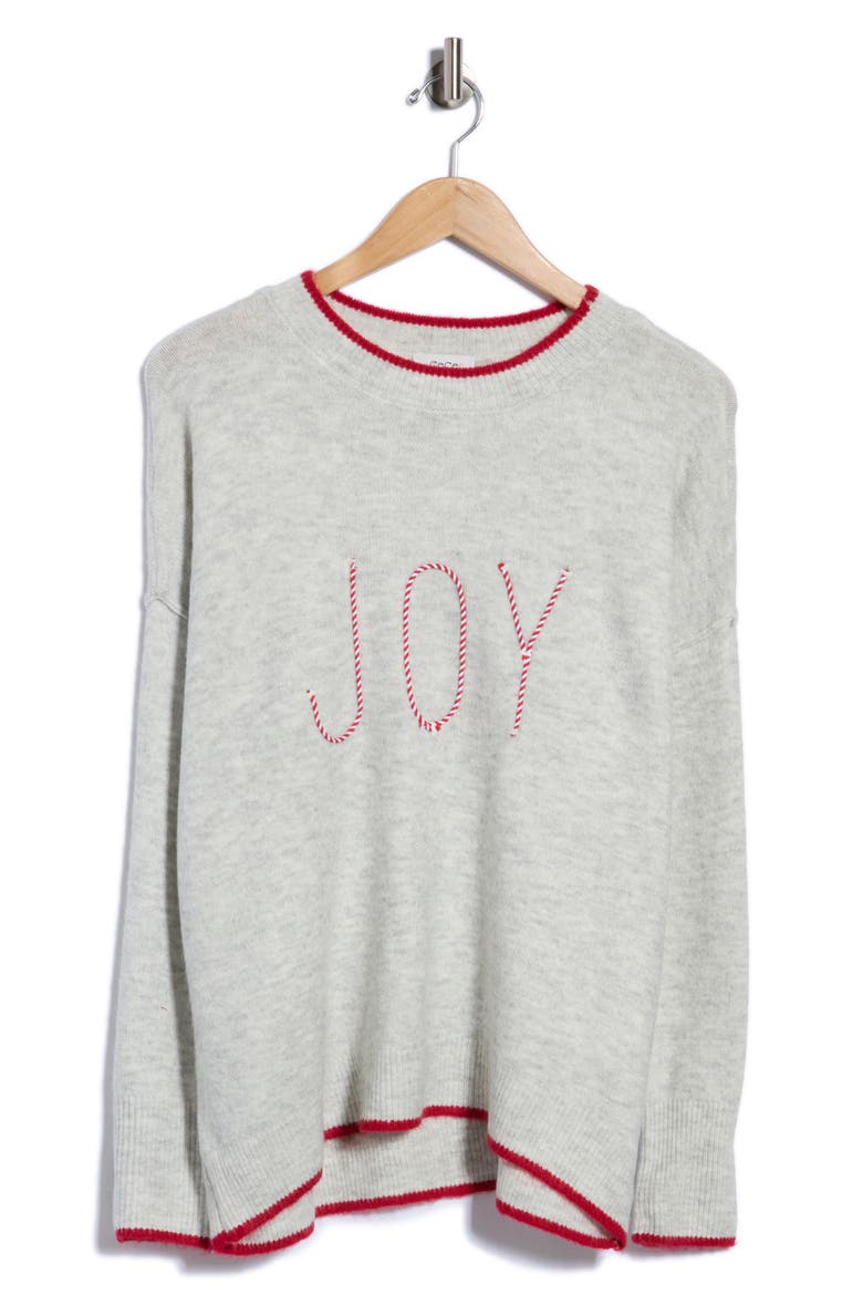 Joy Embroidered Sweater, Alternate, color, SILVER HEATHER