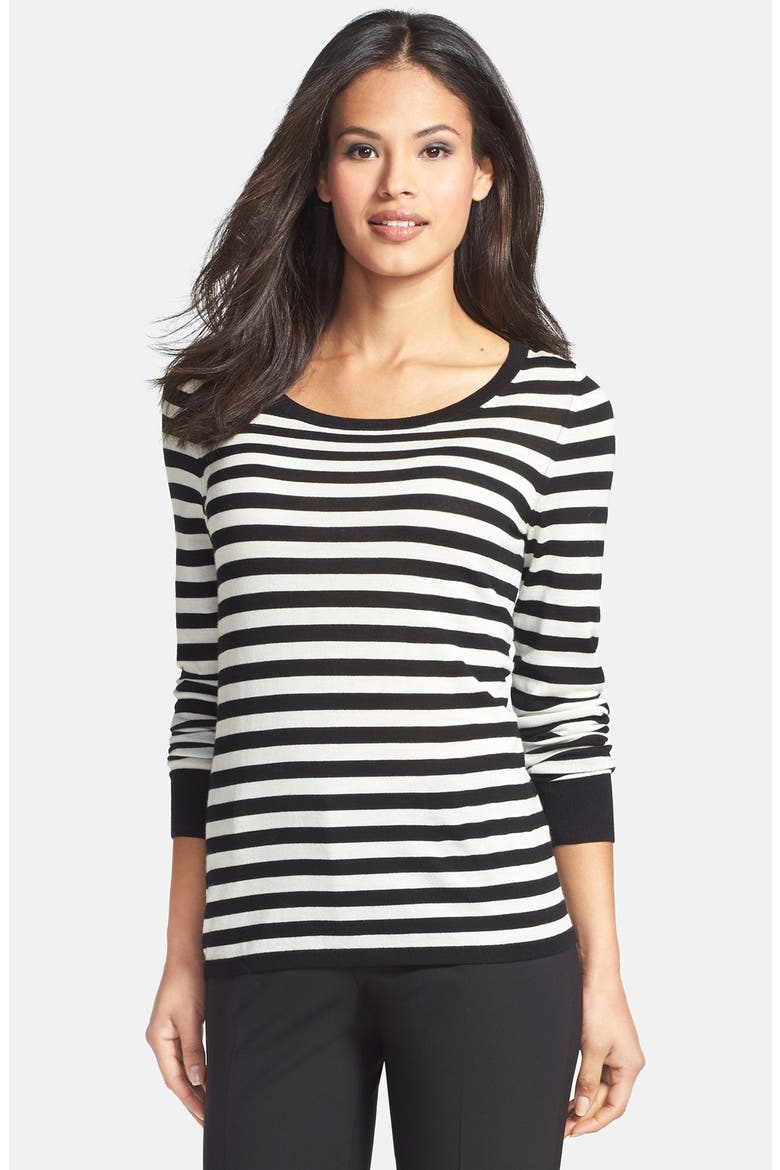 Stripe Wool Sweater, Main, color, BLACK/ WHITE STRIPE
