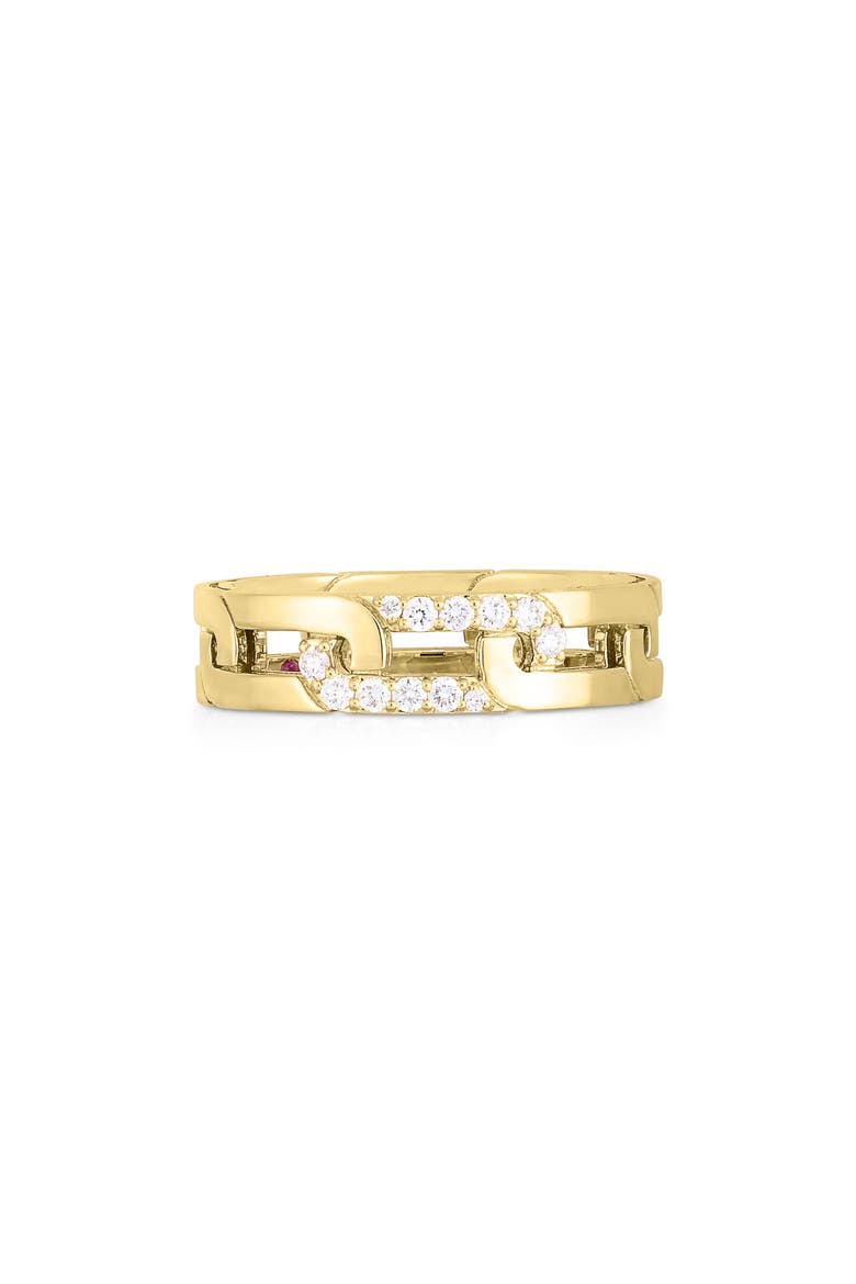 Navarra Oro Classic Link Pavé Diamond Ring, Main, color, YELLOW GOLD