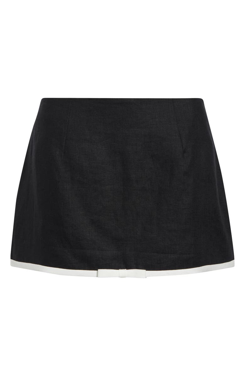 Tanner Fletcher Gender Inclusive Paula Linen Bow Miniskirt, Main, color, Black