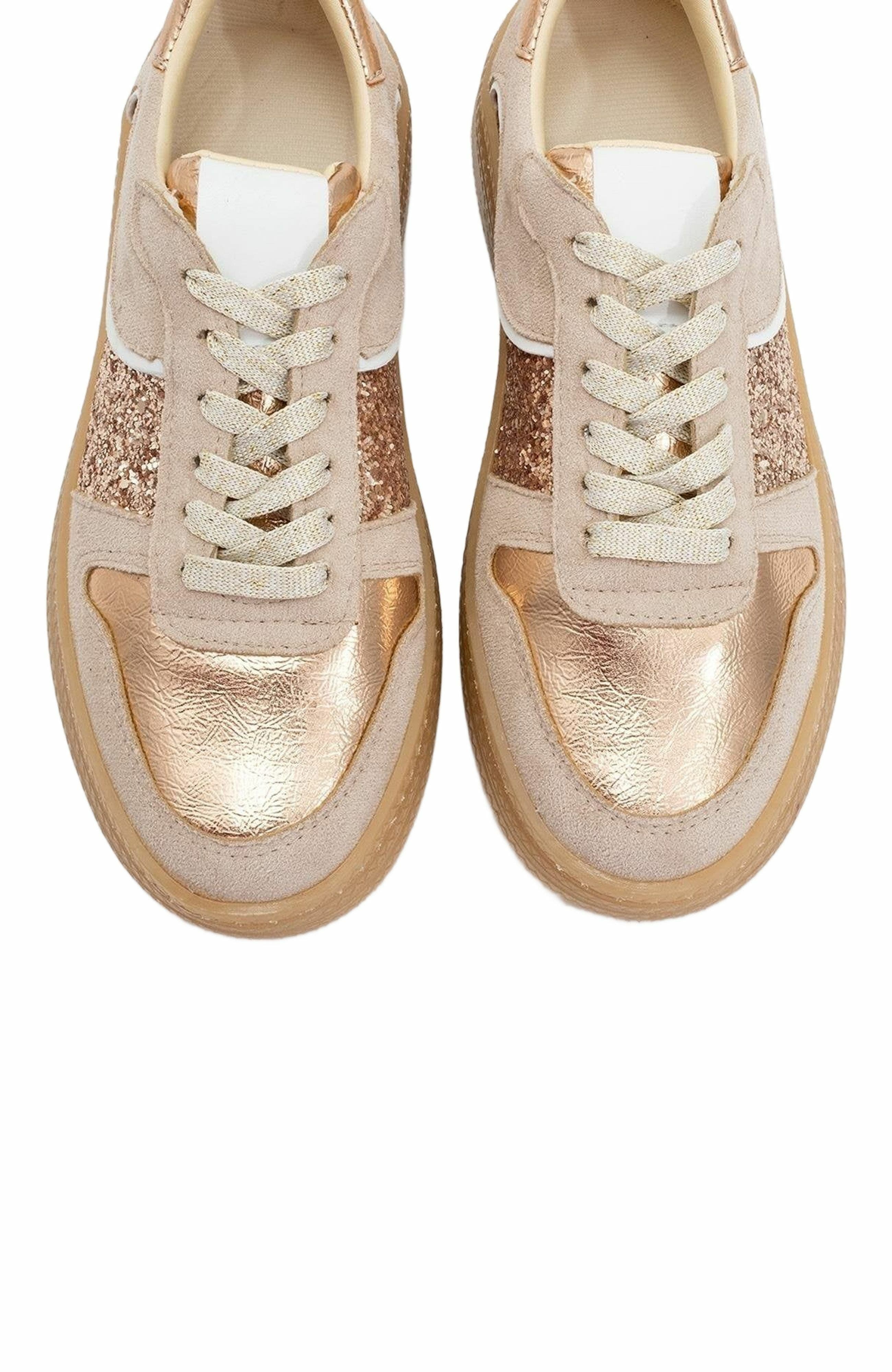 Felipe Glitter Leather Sneakers, Alternate, color, Beige Leather