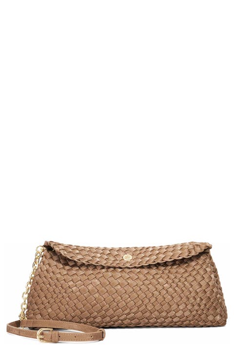 Encourage Us Woven Faux Leather Clutch