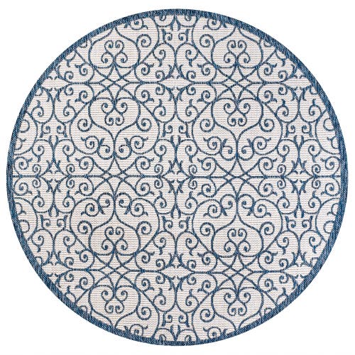 Jonathan Y Madrid Vintage Filigree Textured Weave Indoor/outdoor Area Rug In Blue/cream