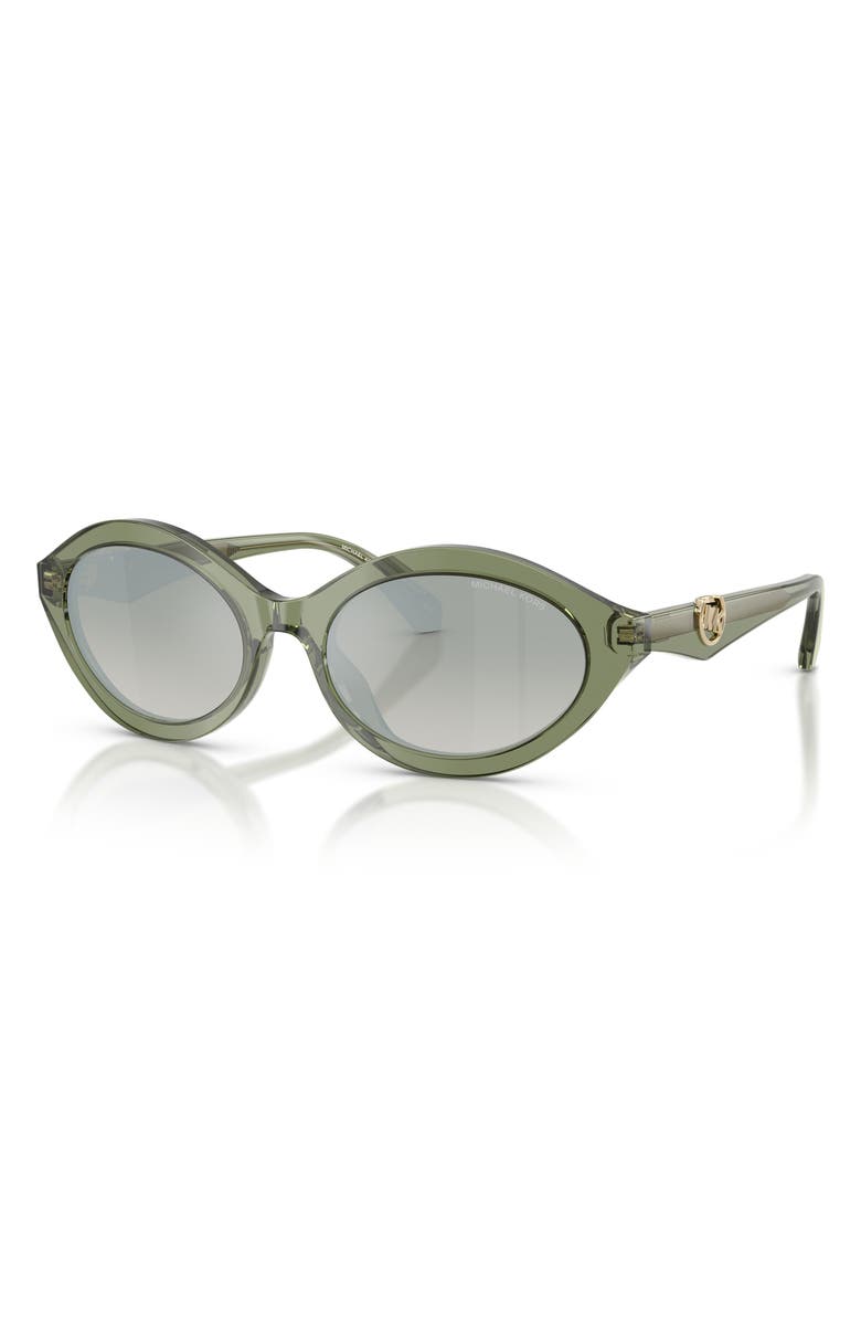 Michael Kors Carlazzo 55mm Oval Sunglasses, Alternate, color, Green Transparent / Green