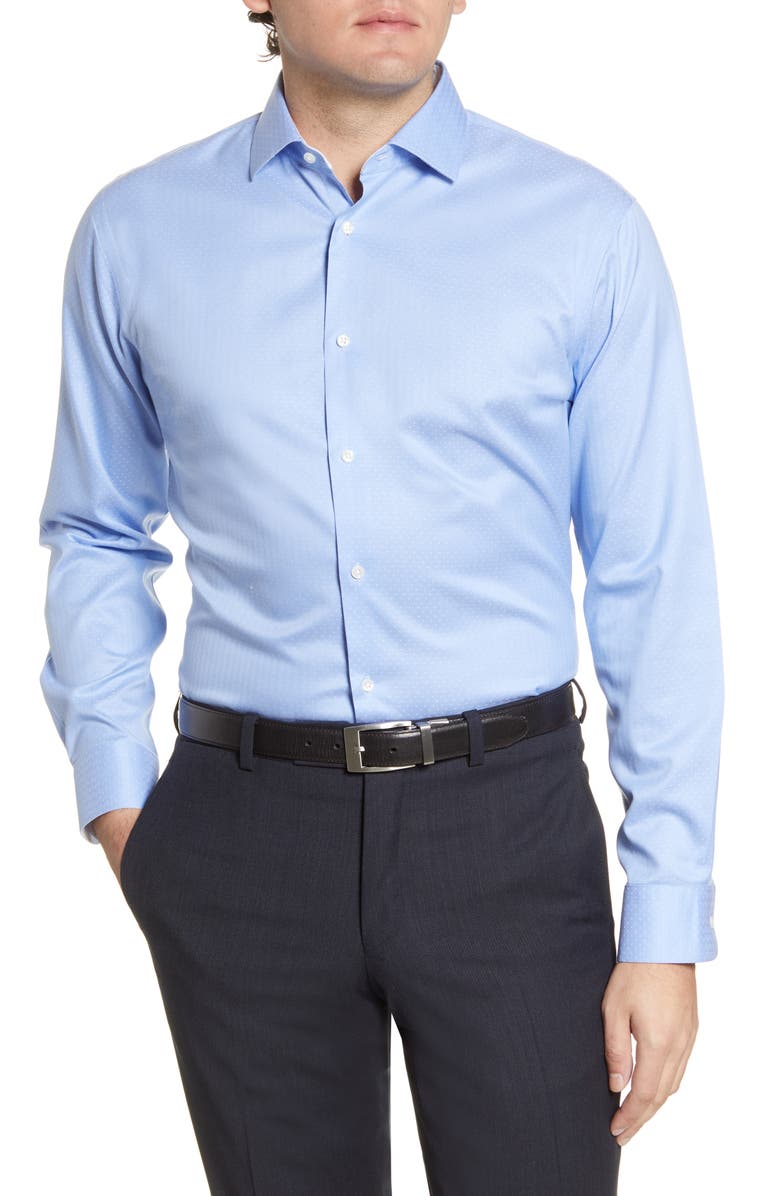 NORDSTROM MEN'S SHOP Trim Fit Non-Iron Dot Dress Shirt, Main, color, 