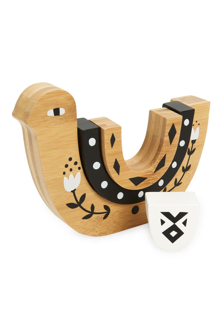 Bamboo Nesting Bird Stacking Toy Set, Main, color, BROWN