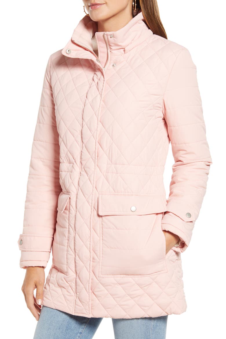 Quilted Hooded Parka, Alternate, color, PINK SILVER