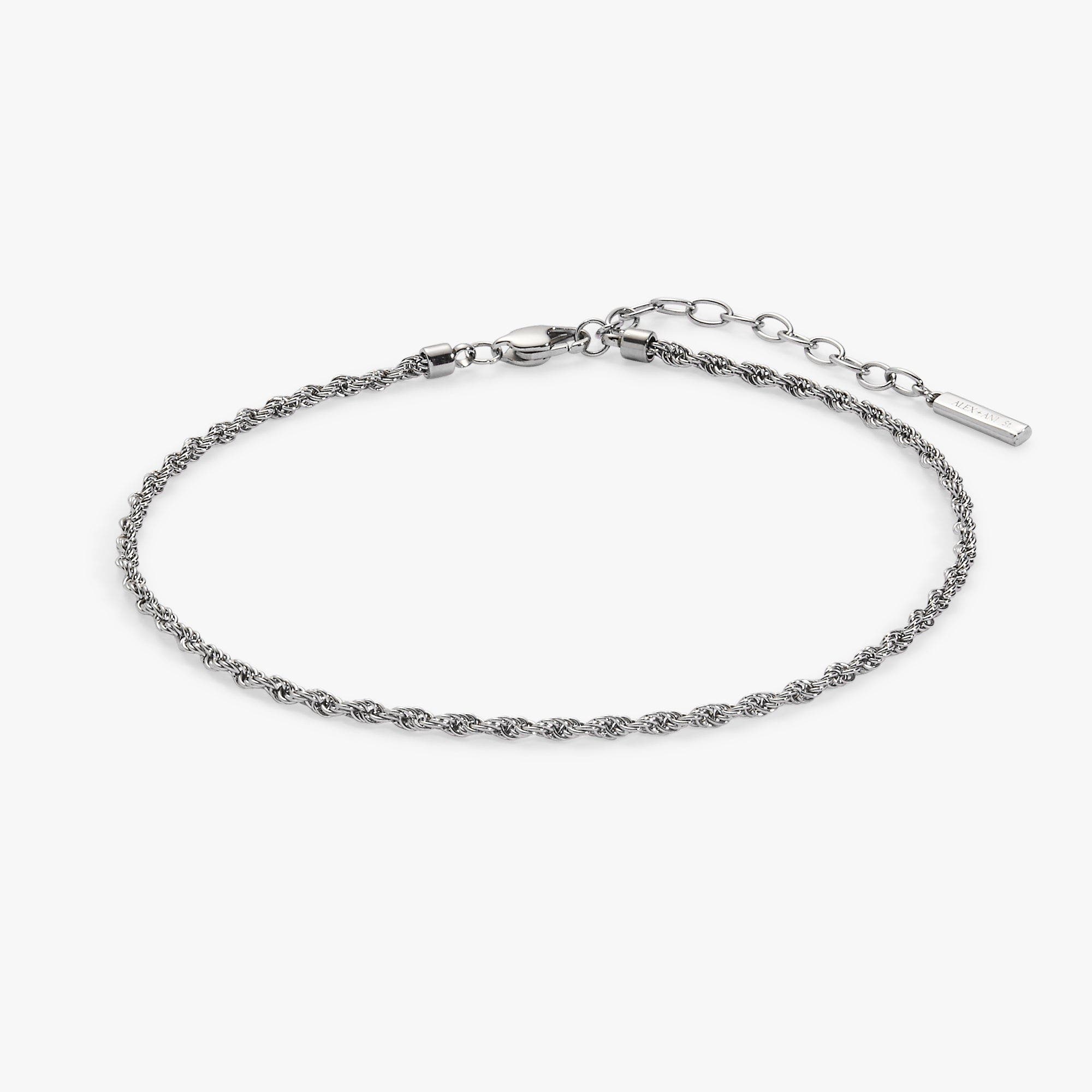 Alex and Ani Mini Rope Chain Anklet in Silver 