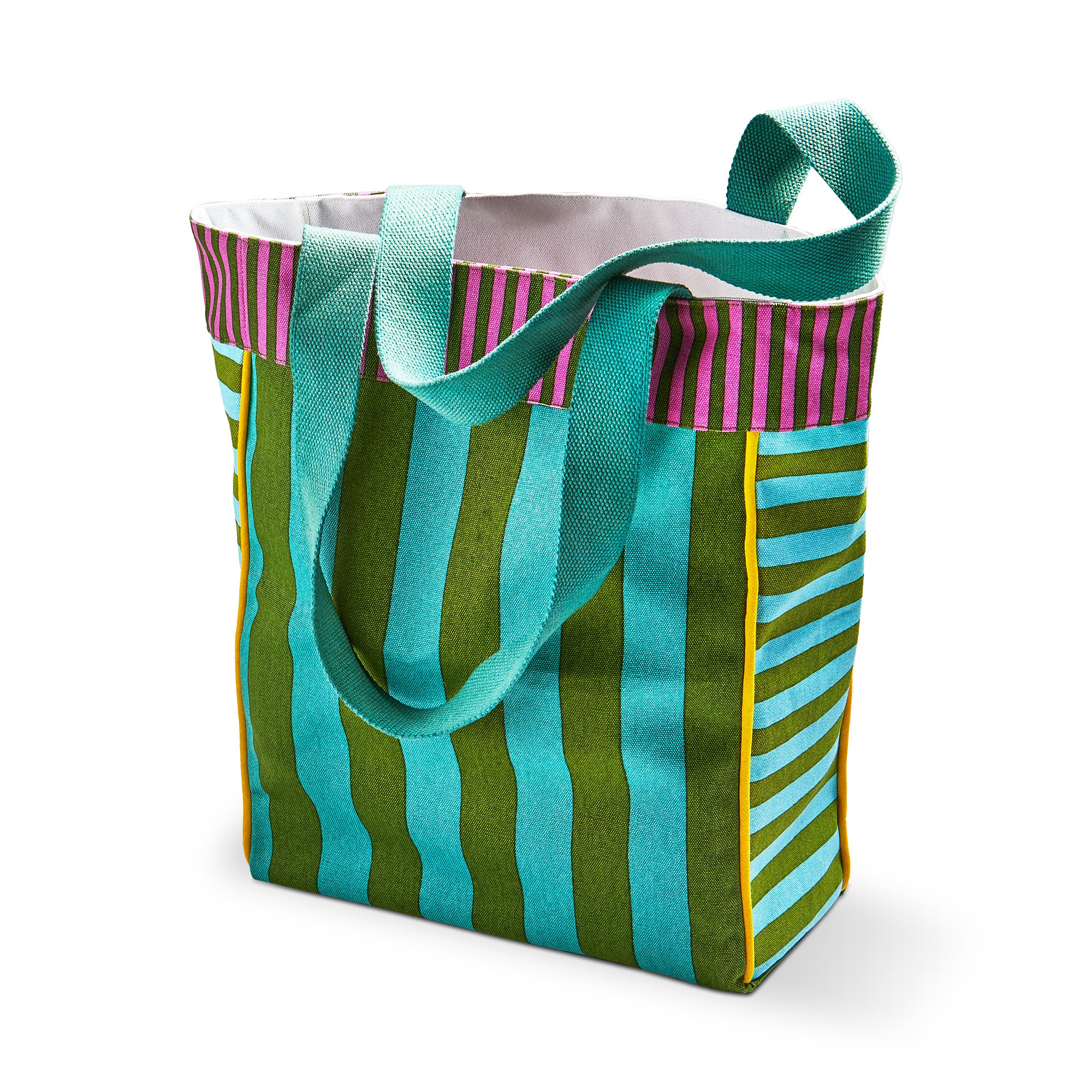 Cabana Stripe Tote Multi Cotton Summer, Main, color, Green