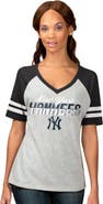 G-III 4HER BY CARL BANKS Women's G-III 4Her by Carl Banks Heather Gray New York Yankees Goal Line Raglan V-Neck T-Shirt