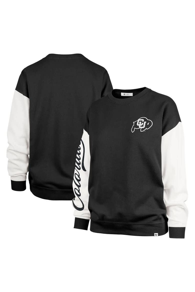 Women's '47  Black Colorado Buffaloes Double Header Rise Andie Pullover Sweatshirt, Alternate, color, Black