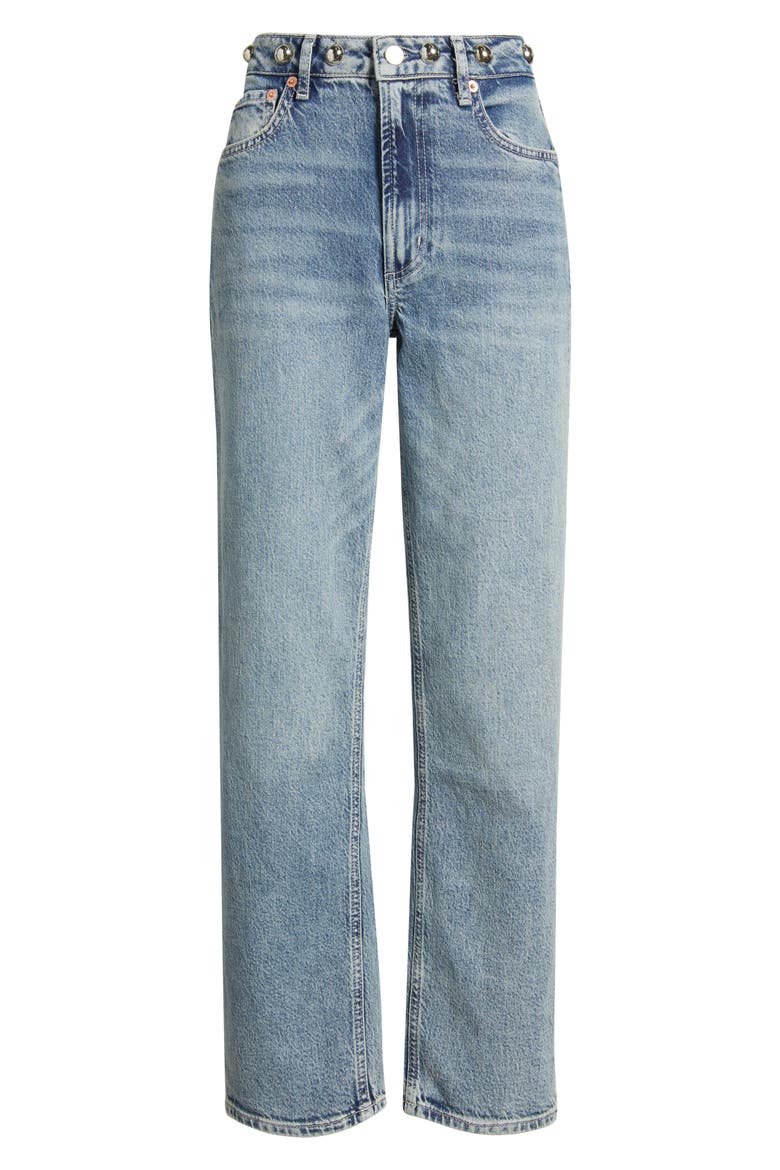 Topanga Studded High Waist Straight Leg Jeans, Alternate, color, DESERT SKY STUDDED