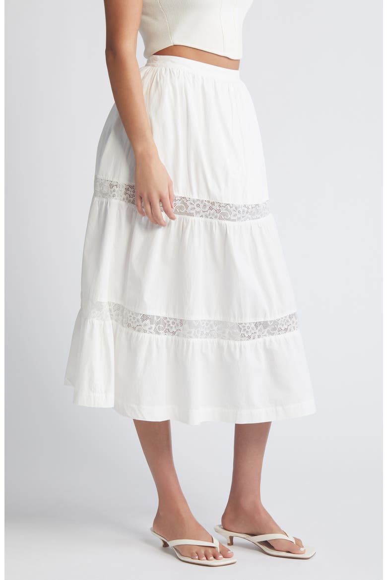 Lace Trim Tiered Skirt, Alternate, color, WHITE