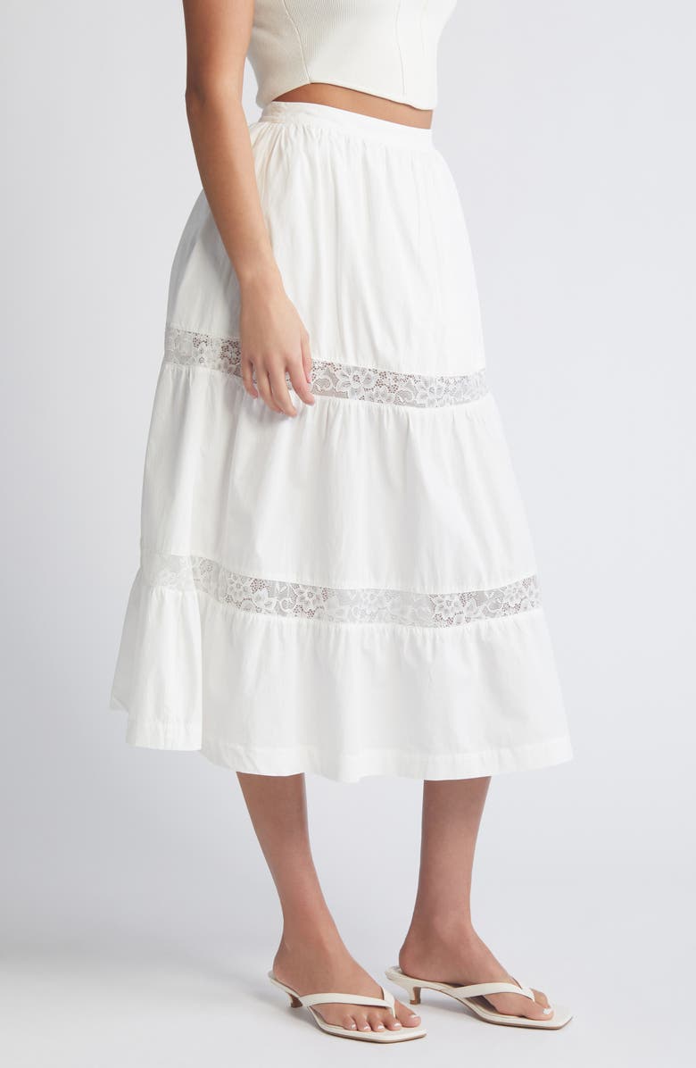 Mistress Rocks Lace Trim Tiered Skirt, Alternate, color, White