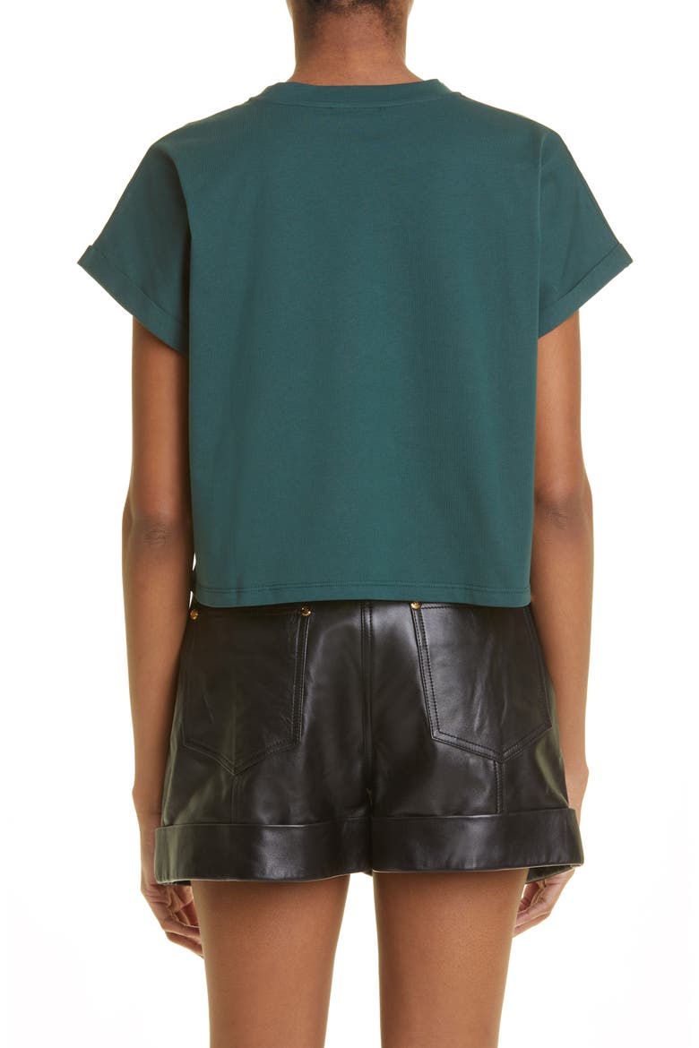 Flocked Logo Crop T-Shirt, Alternate, color, UFK GREEN/ MULTI