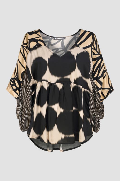 ALEMBIKA ALEMBIKA SERENE MIXED PRINT V-NECK BLOUSE 