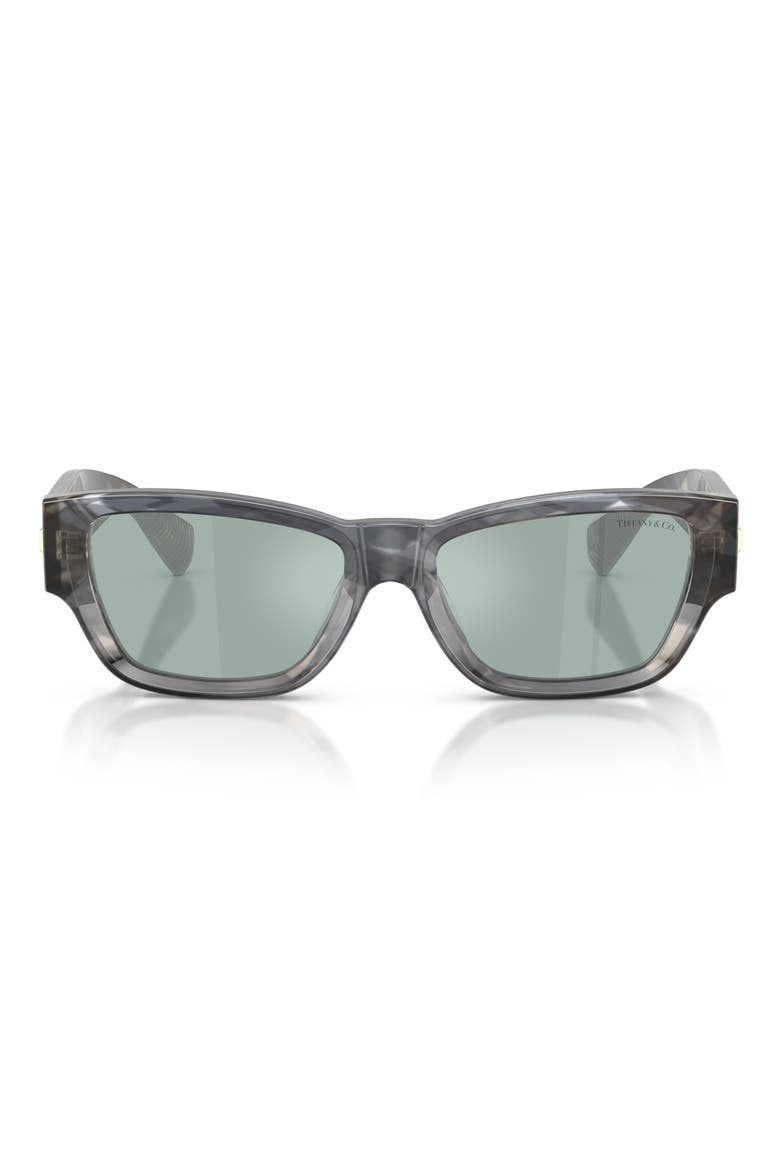 54mm Rectangular Sunglasses, Main, color, GEOMETRIC BLACK HAVANA / AZURE