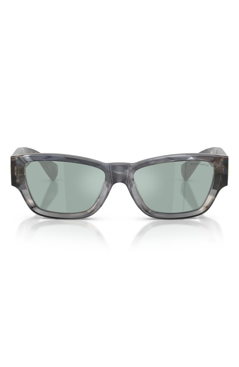 Tiffany & Co. 54mm Rectangular Sunglasses, Main, color, Geometric Black Havana / Azure