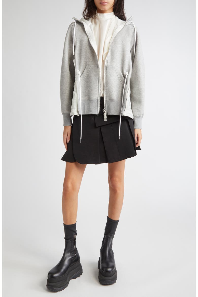 Sponge Sweat x Nylon Twill Hoodie, Alternate, color, LIGHT GRAY/ LIGHT GRAY 381