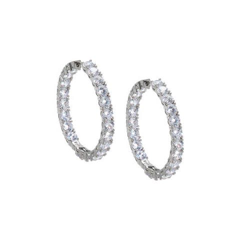 CZ Fancy In & Out Hoop Earring