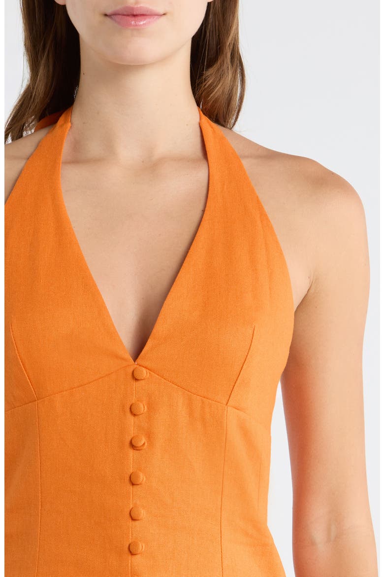 x Hannah Lovey Porter Capri Halter Neck Linen Blend Top (Nordstrom Exclusive), Alternate, color, ORANGE