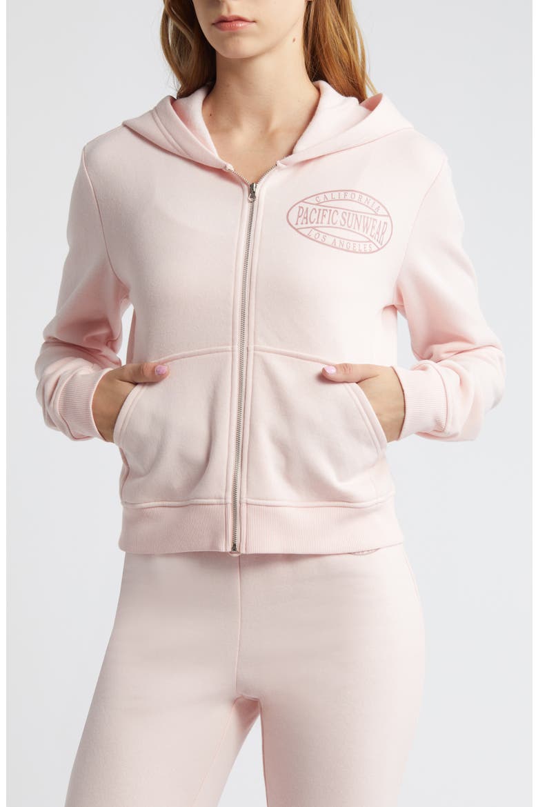Emblem Zip-Up Hoodie, Alternate, color, PINK