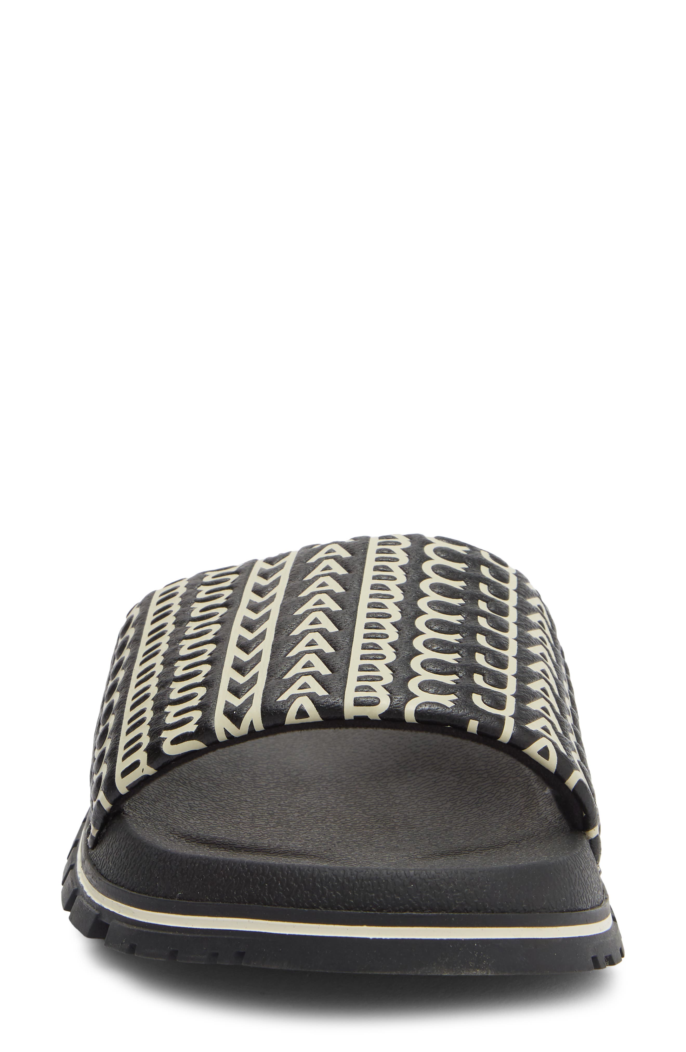 The Monogram Slide Sandal, Alternate, color, BLACK/WHITE