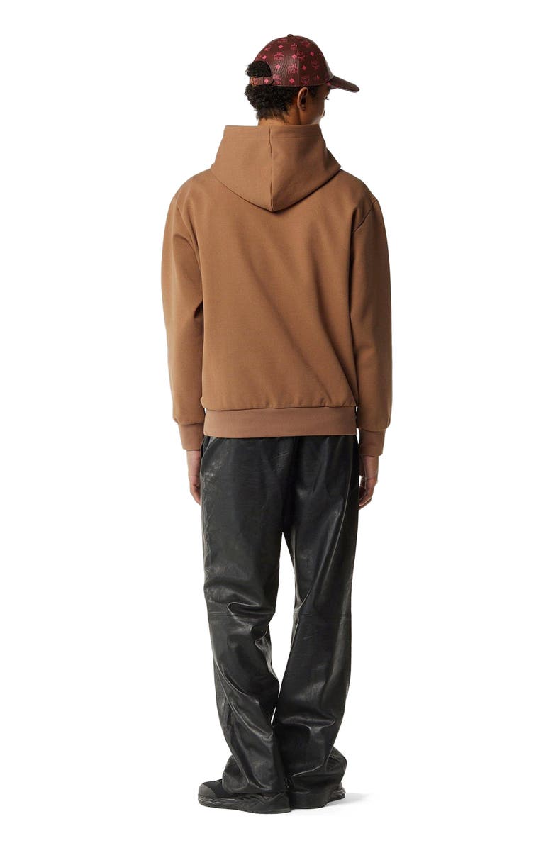 MCM Essential Logo Patch Ponte Hoodie, Alternate, color, Cognac