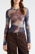 PacSun Orchid Print Long Sleeve Mesh T-Shirt