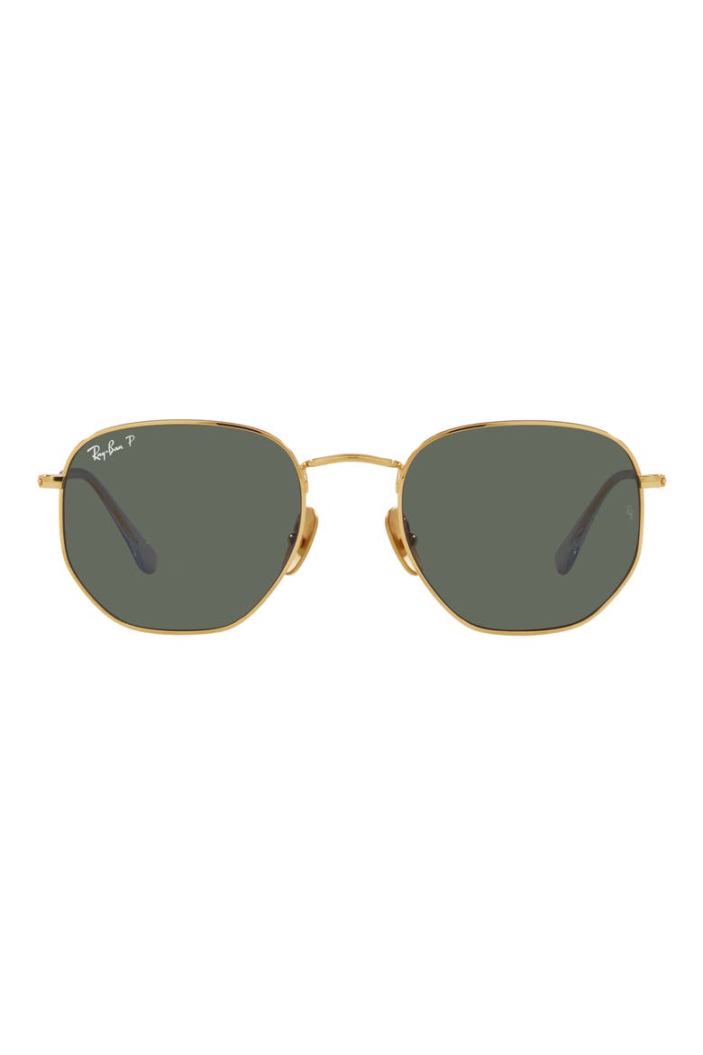 54mm Polarized Irregular Hexagonal Sunglasses, Main, color, YELLOW GOLD