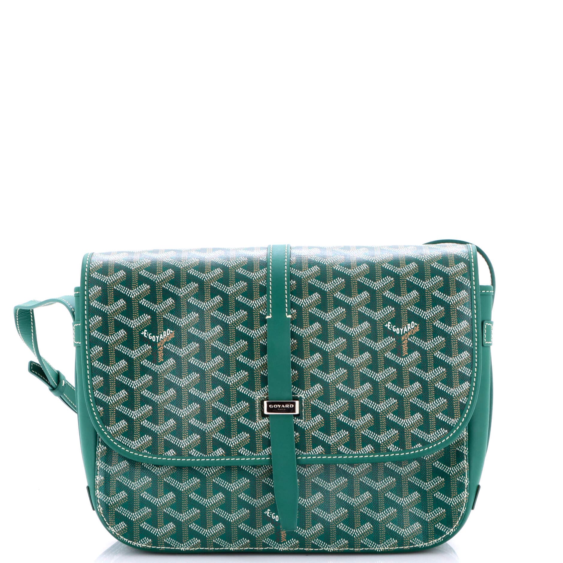 Pre-Owned Goyard Belvedere II Messenger Bag Coated Canvas MM, Main, color, Green