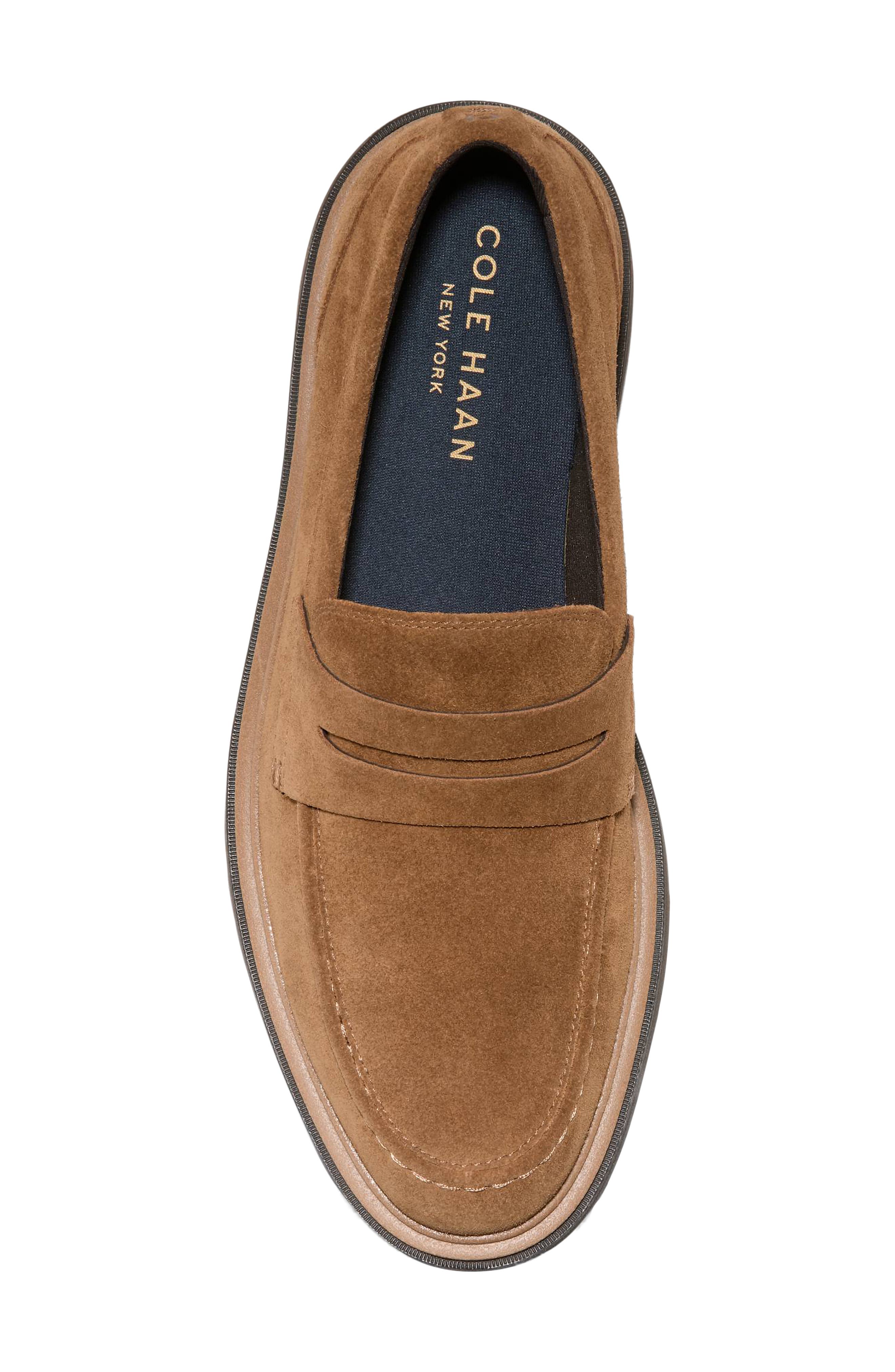 Vestry Grand Lug Sole Penny Loafer, Alternate, color, SPICED BROWN SUEDE