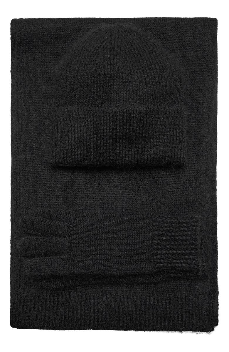 MANGO Knit Fringe Scarf, Alternate, color, Black