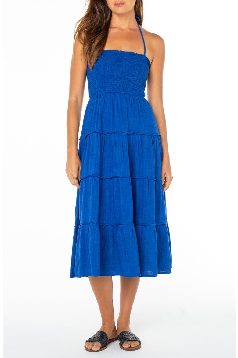 dress by roxy Women's Square Neck Sami Embroidered - Cinnabar Sol Searcher Ditsy front neckline and closer ROXY - Stretch jersey ruched