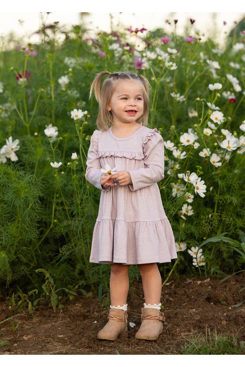 Maggie Long Sleeve Ruffle Yoke Tiered Dress, Alternate, color, Purple