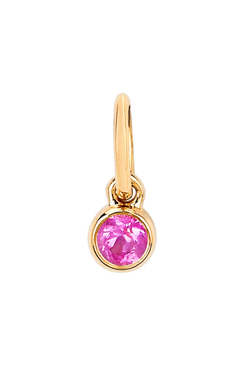 Pink Sapphire Bezel Pendant Charm, Main, color, PINK SAPPHIRE/ YELLOW GOLD