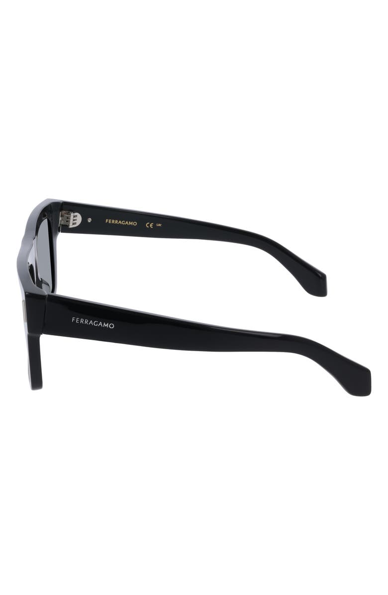 FERRAGAMO 53mm Square Sunglasses, Alternate, color, Black
