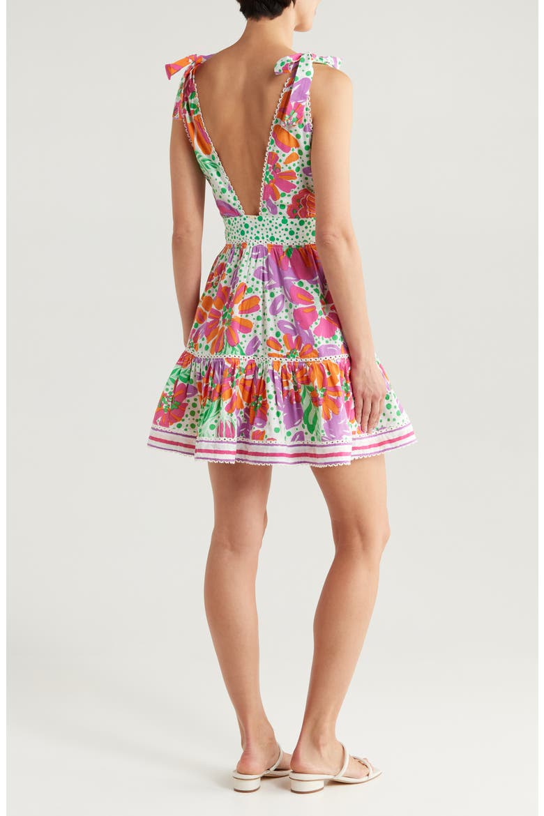 Cara Print Ruffle Cover-Up Minidress, Alternate, color, PINK ARTISTIC FLOWER